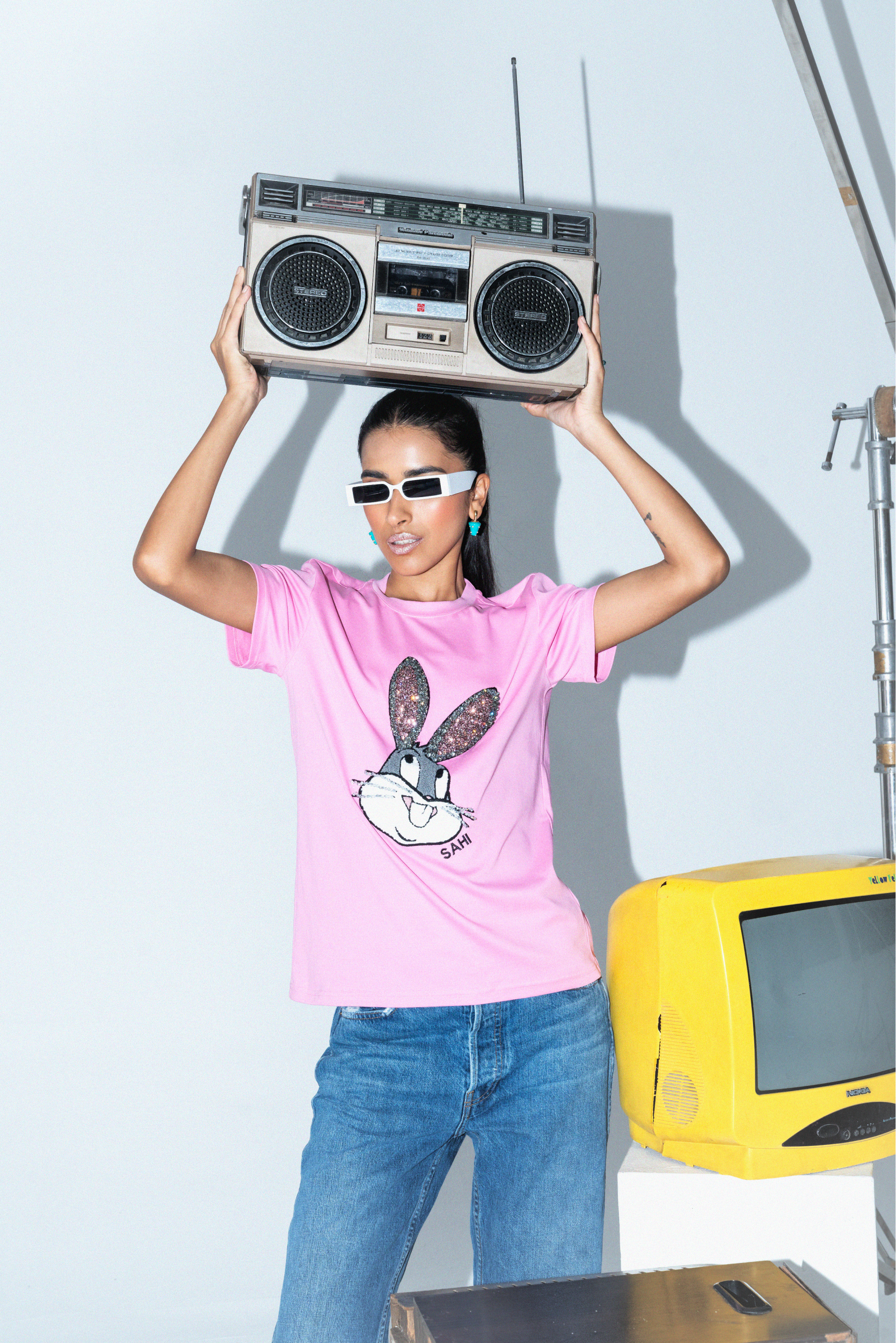 Sahi London “The Rabbit” Graphic Embroidered Women’s Cotton T-Shirt