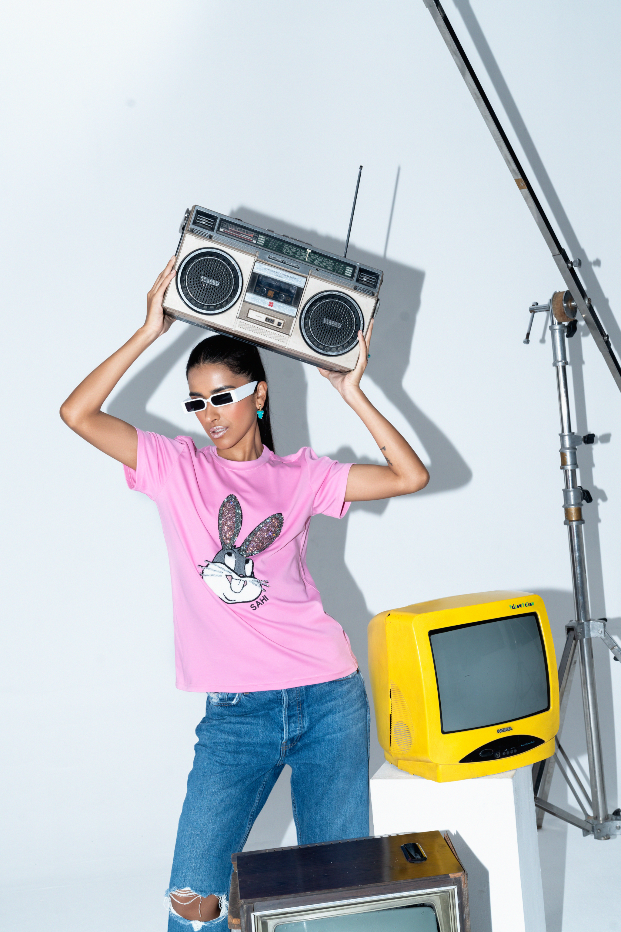 Sahi London “The Rabbit” Graphic Embroidered Women’s Cotton T-Shirt