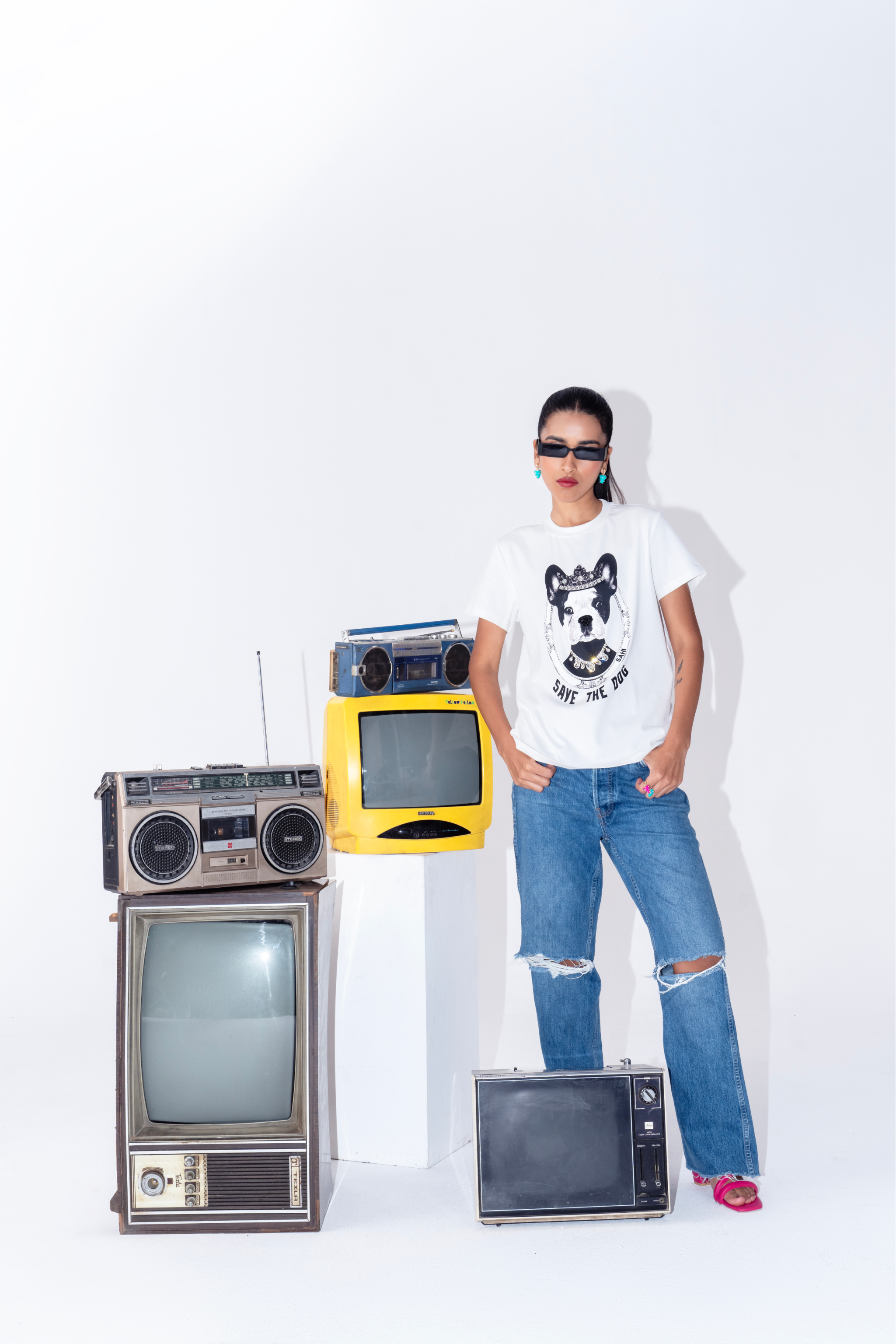 Sahi London “Save The Dog” Graphic Embroidered Women’s Cotton T-Shirt