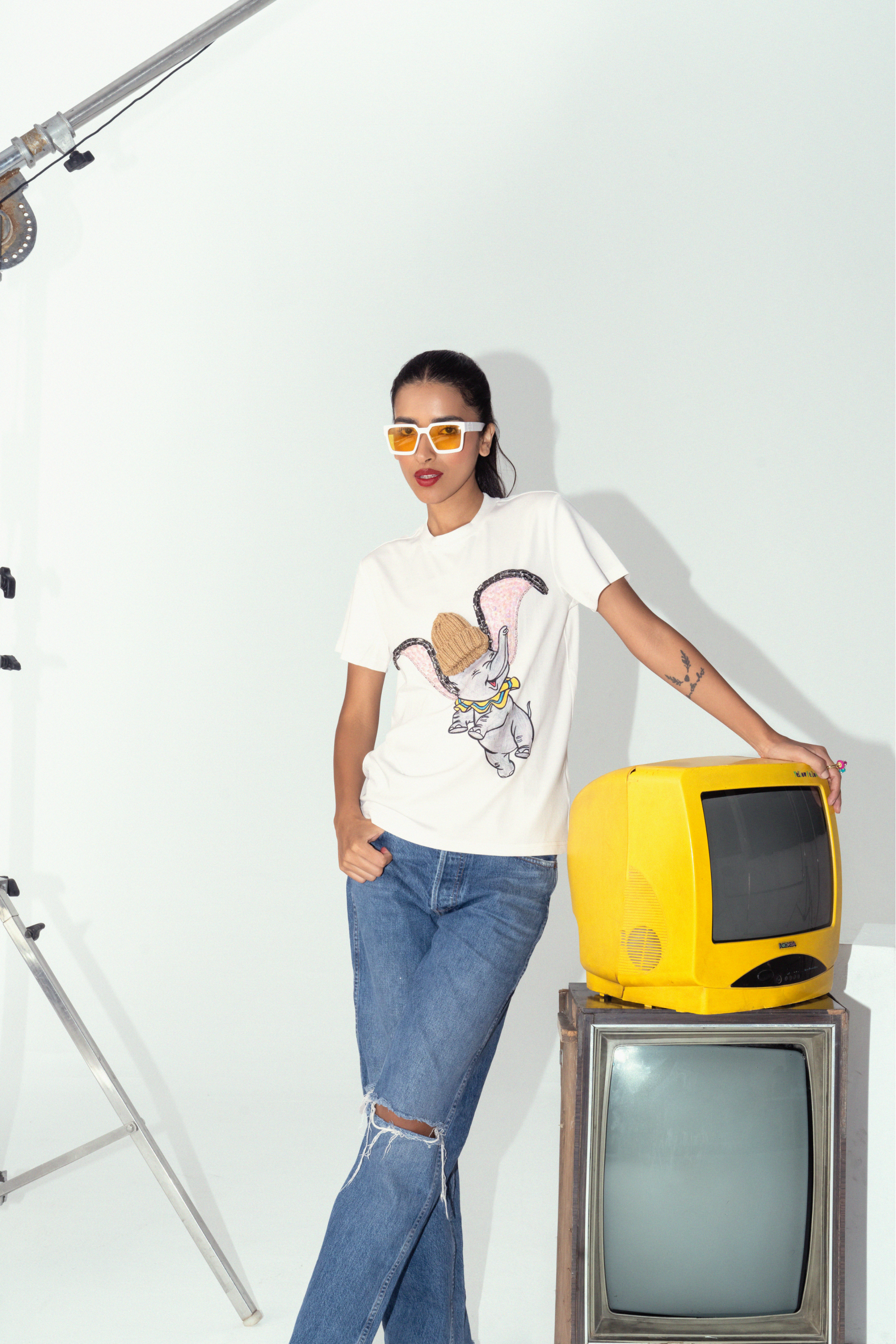 Pop Art Humpty Hand-Embroidered Women’s Cotton T-Shirt Sahi London