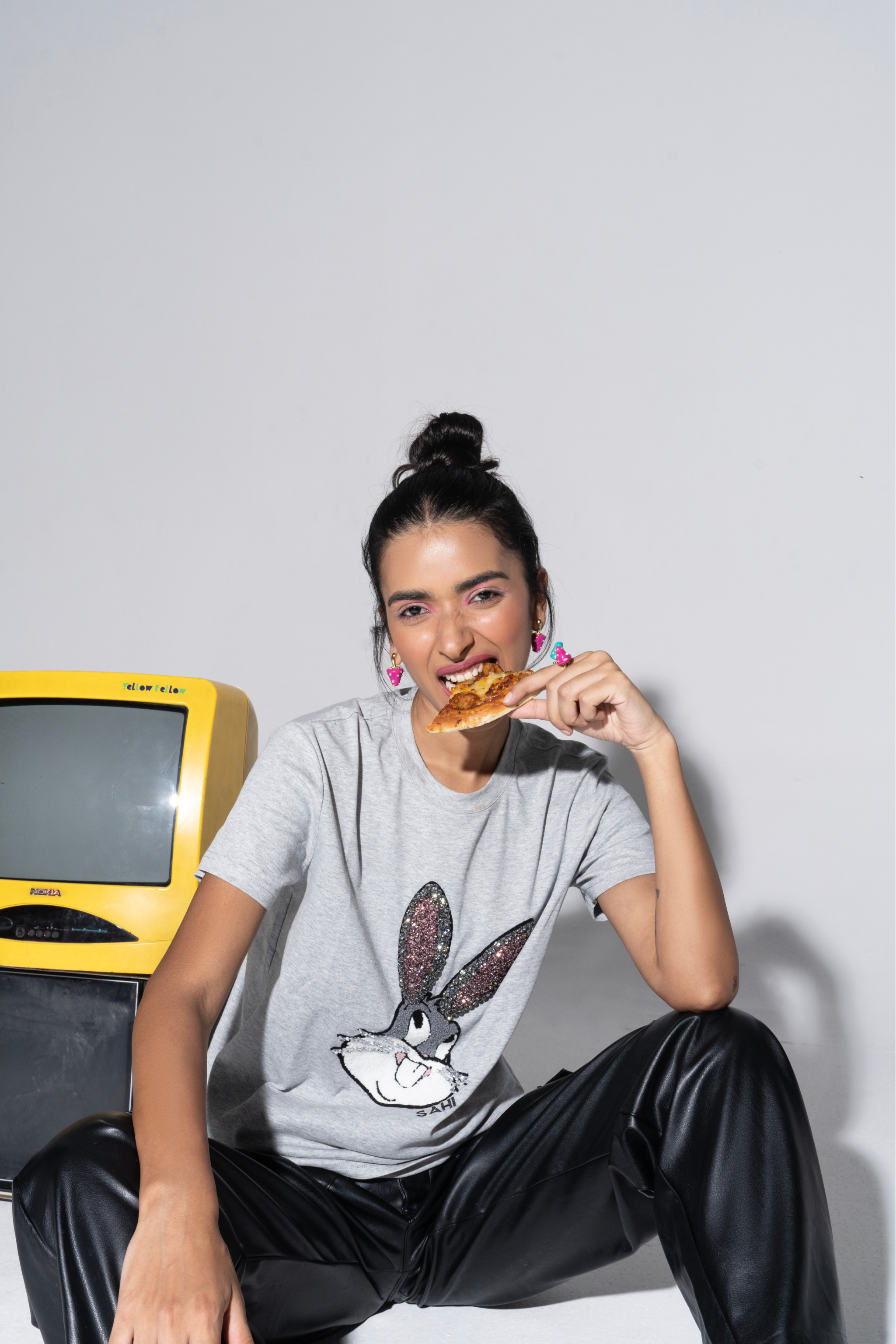 Sahi London “The Rabbit” Graphic Embroidered Women’s Cotton T-Shirt