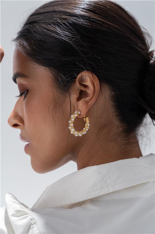 Sahi London Golden Hoop Statement Earring